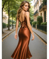Vestido Longo de Festa em Cetim Elegante para Casamento | Jubs